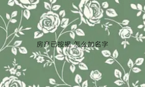 房产已按揭怎么加名字(房产已按揭怎么加名字和房产证)